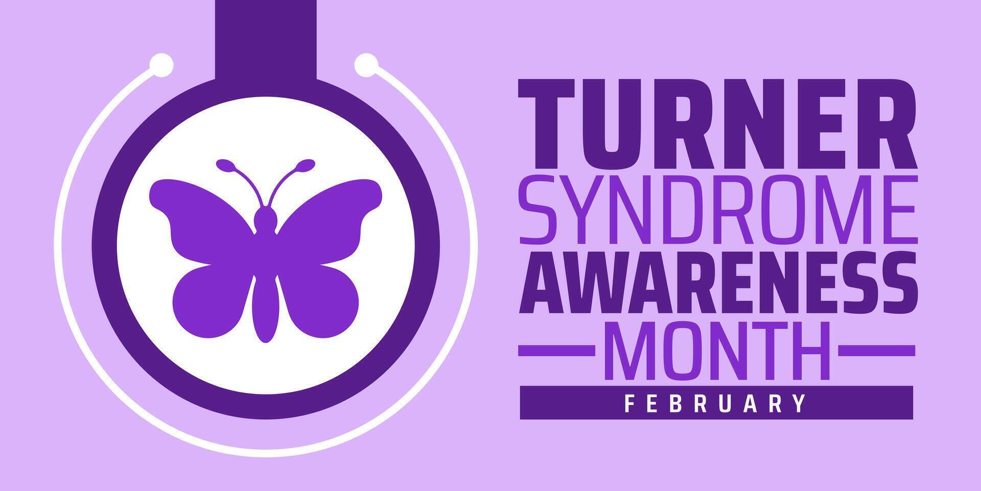 Turner Syndrome Awareness Month background banner or poster design template. observed every year in February with purple color. Holiday concept. vector