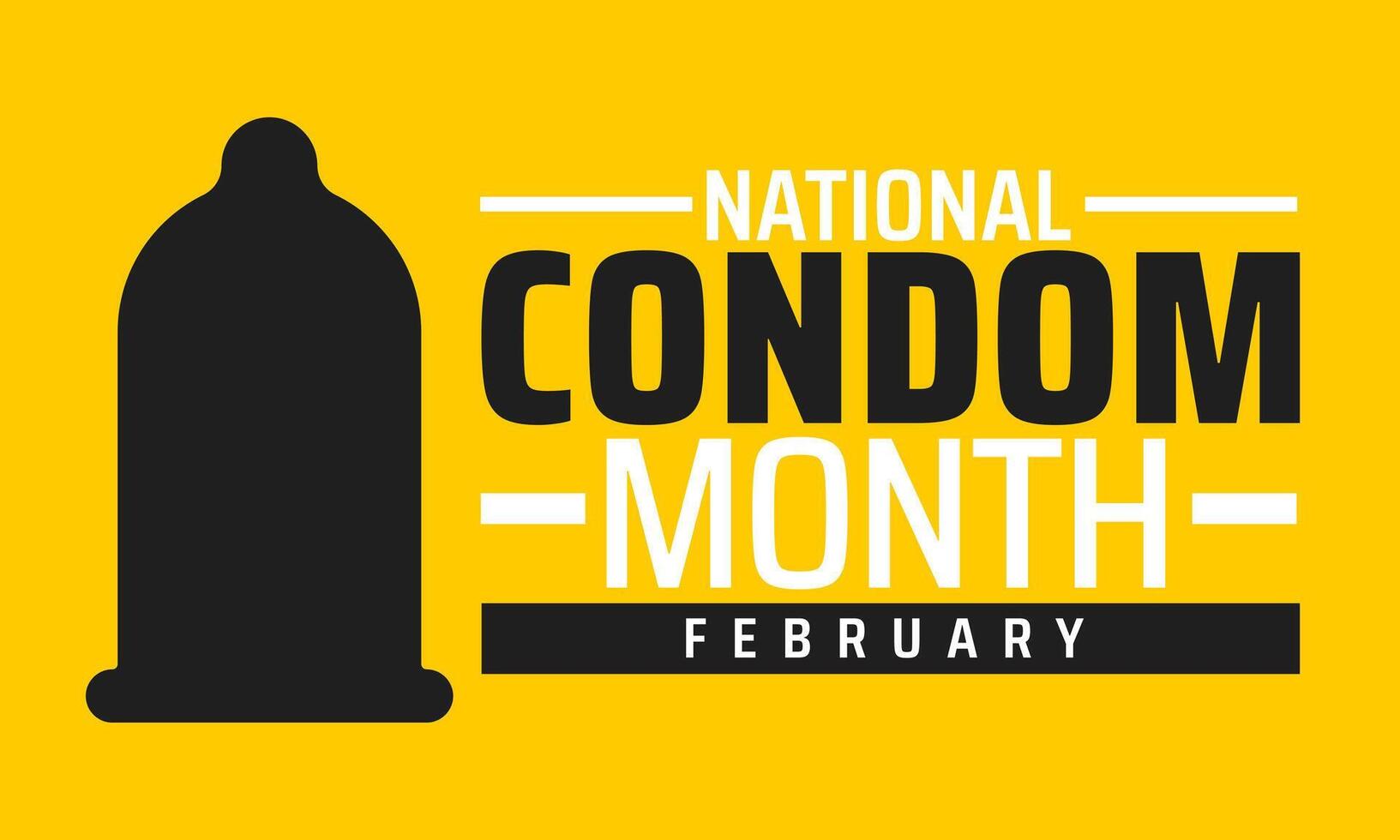 National Condom Month background banner or poster design template. observed every year in February. Holiday concept. Use to any Template, card, poster, placard. vector
