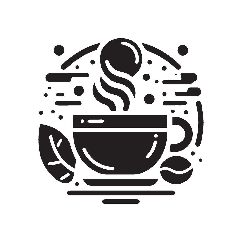 coffee cup icon with steam and leaves vector