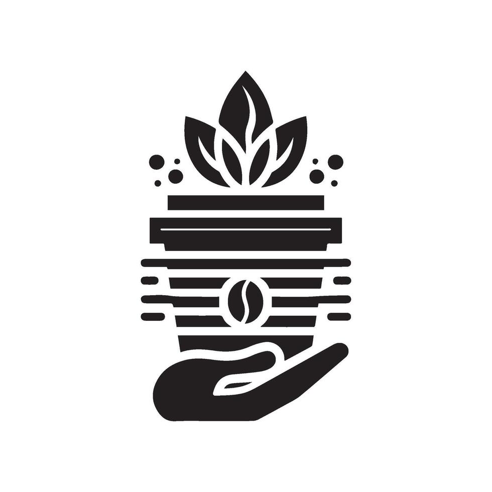 a black and white logo of a plant in a pot vector