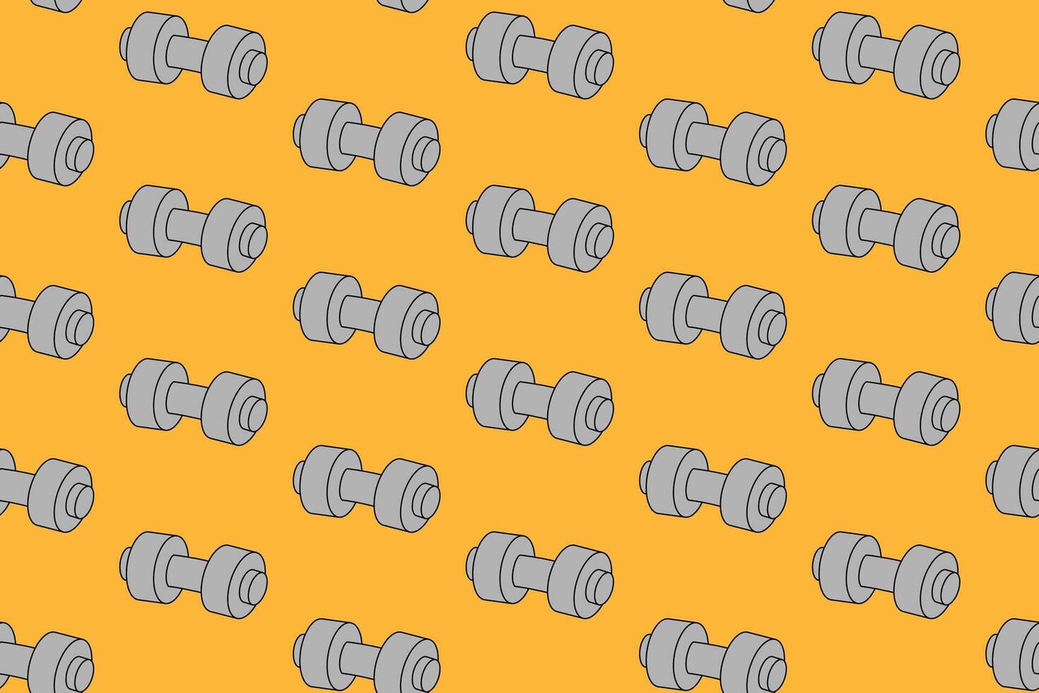 dumbbell fitness gym colorful pattern on yellow background. doodle dumbbell object symbol seamless pattern background. dumbbell seamless pattern for fitness gym decor and merchandise vector