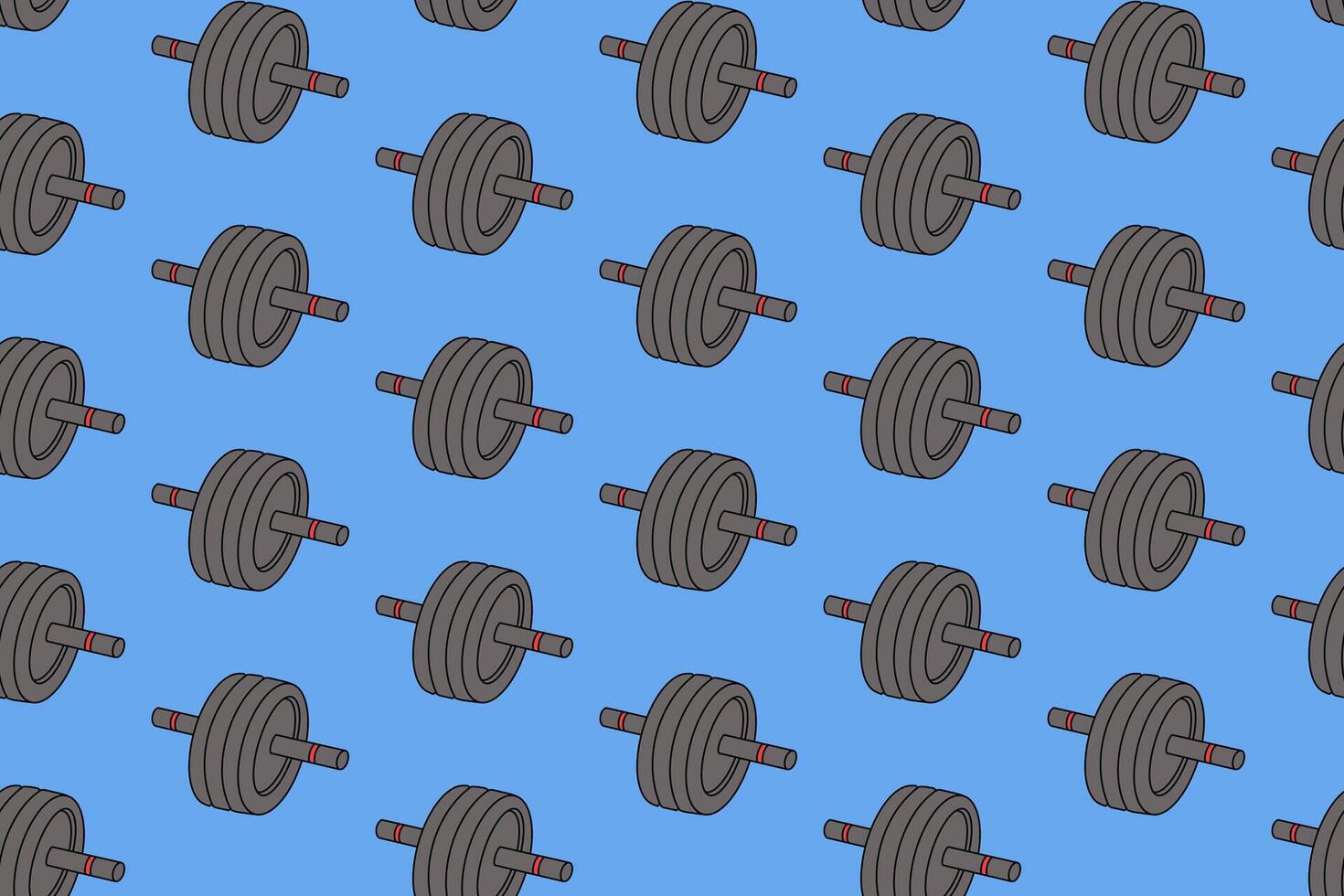 abs wheel fitness gym colorful pattern on blue background. doodle push up bar handle object symbol seamless pattern background. abs wheels bar handle seamless pattern for fitness decor and merchandise vector