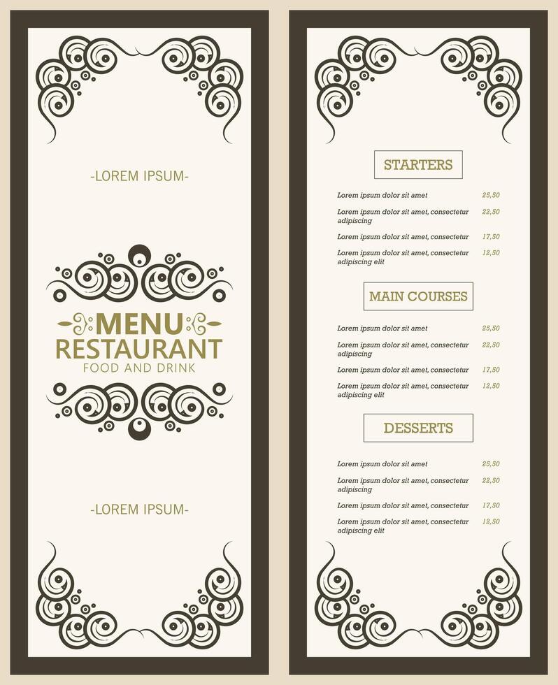 Vintage Menu Layout with frame ornamental Elements vector