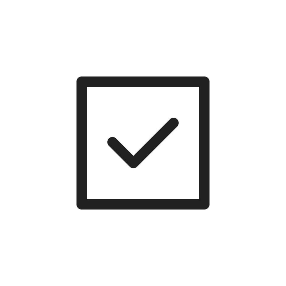 A clean checkmark icon represents approval and successful completion in design projects, effective for both digital and print media, showcasing versatility across formats and applications vector
