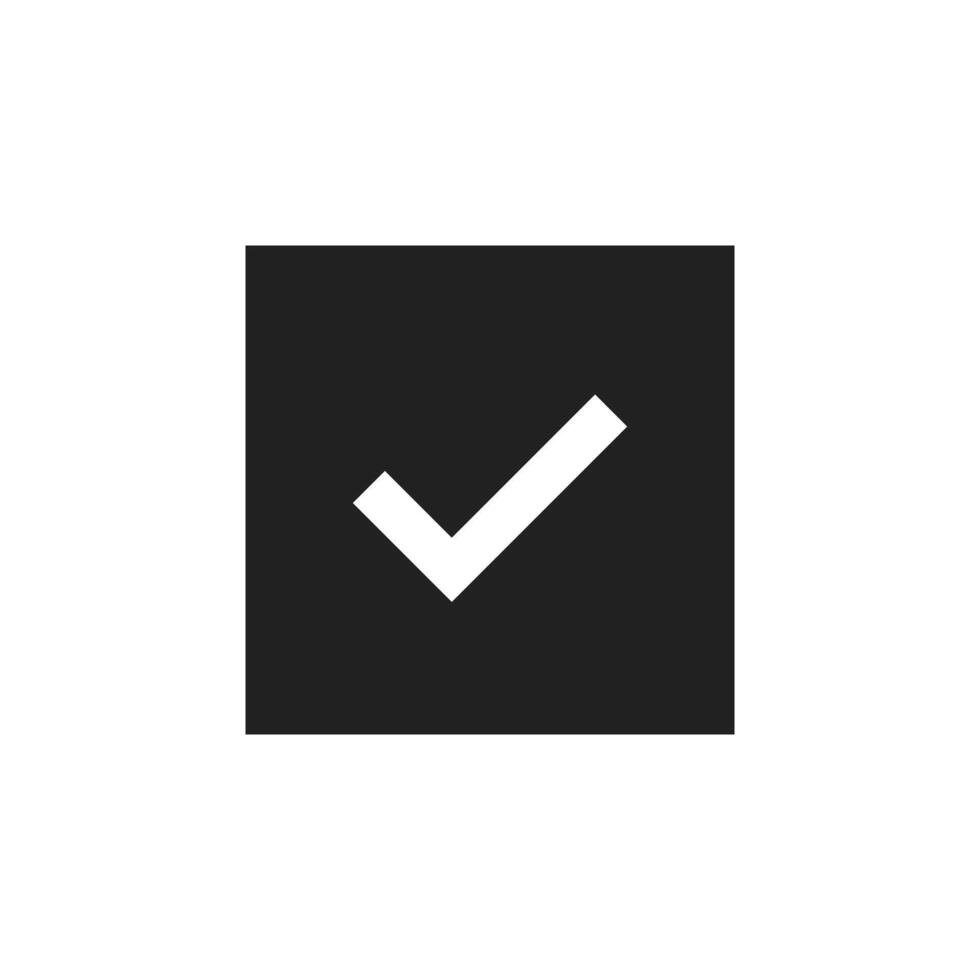 A stylish black and white checkmark icon symbolizes approval and agreement. This versatile design integrates well into digital applications, enhancing visual communication across multiple platforms vector