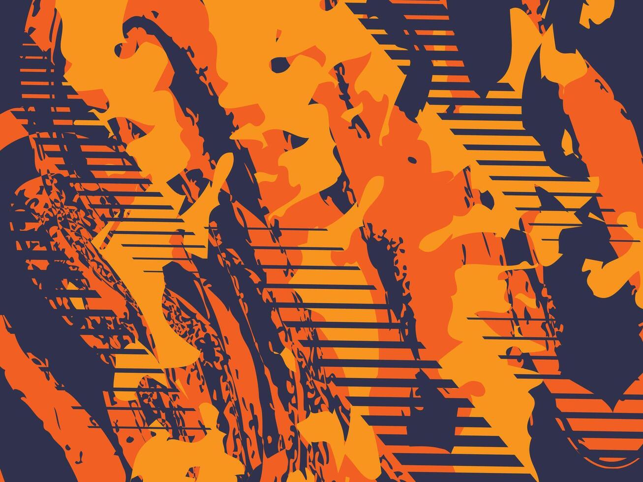 Abstract Pattern With Bold Orange and Black Shapes and Dynamic Stripes vector