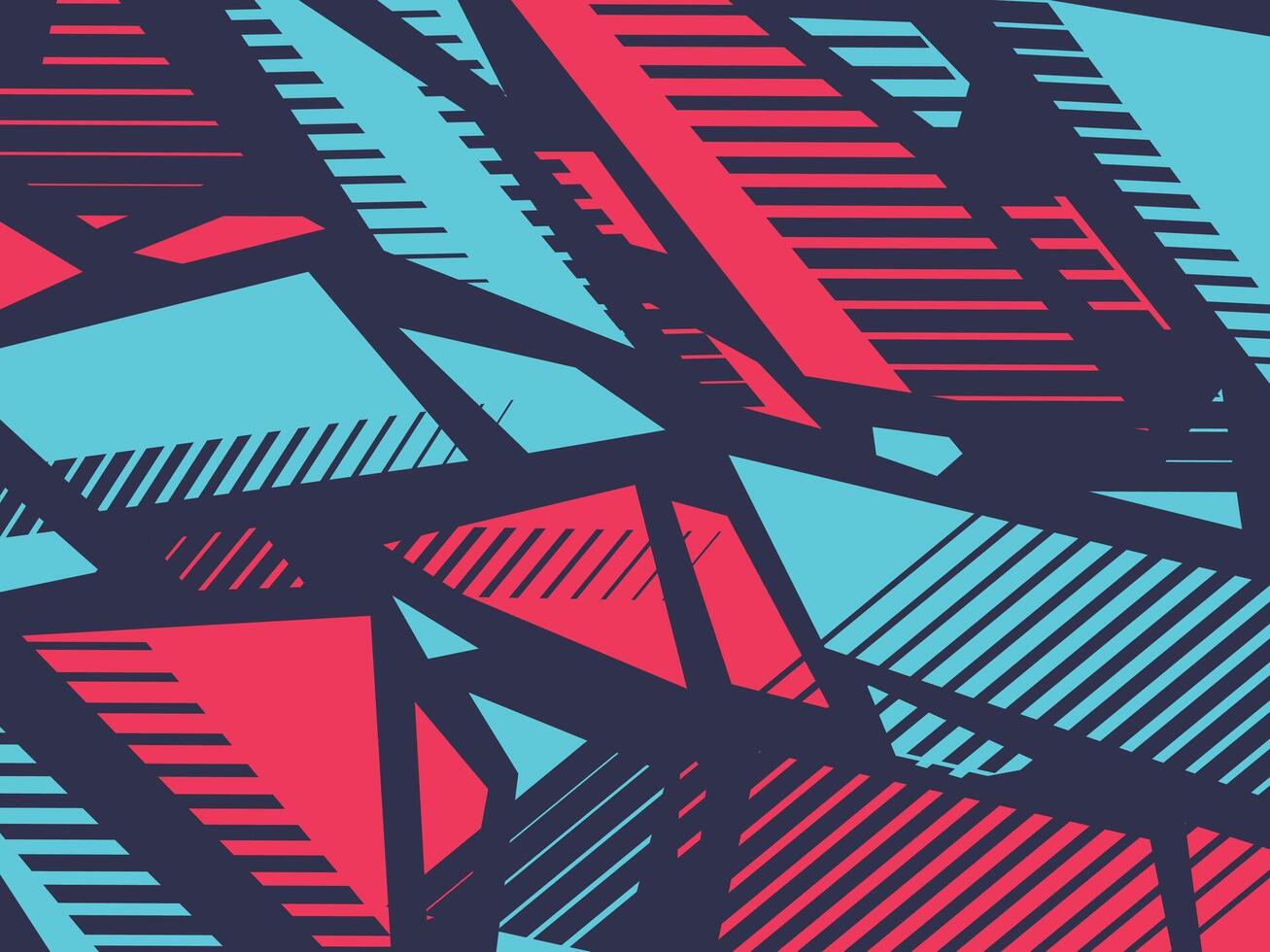 Dynamic Abstract Design with Blue and Red Geometric Shapes and Lines vector