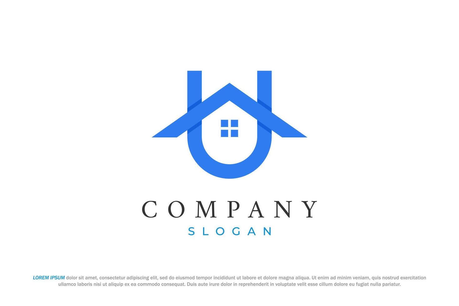 letter u and house modern logo design vector