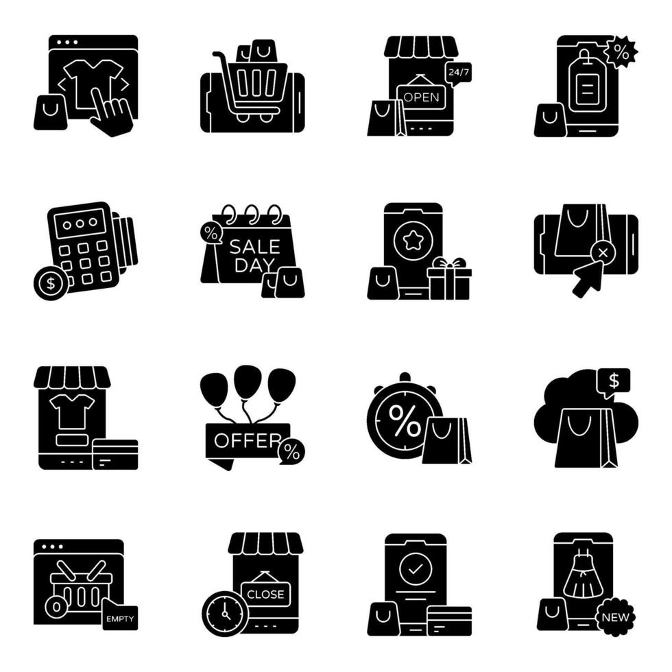 Pack of ecommerce and shop vector