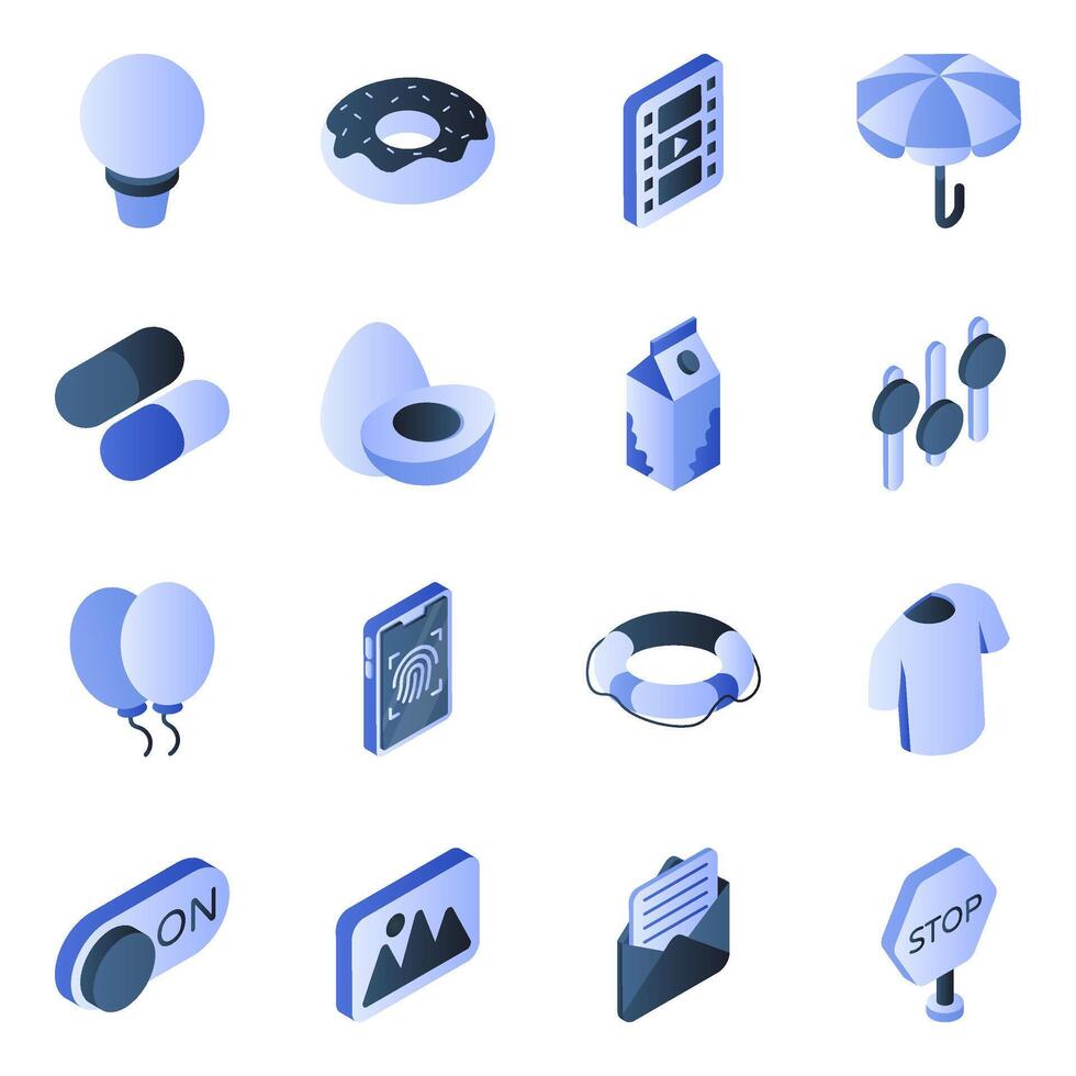 Set of Science and Technology Flat Isometric Icons vector