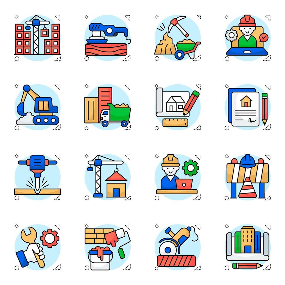 Set of Construction Management Flat Icons vector
