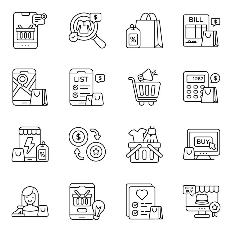 set of Shopping and Ecommerce vector