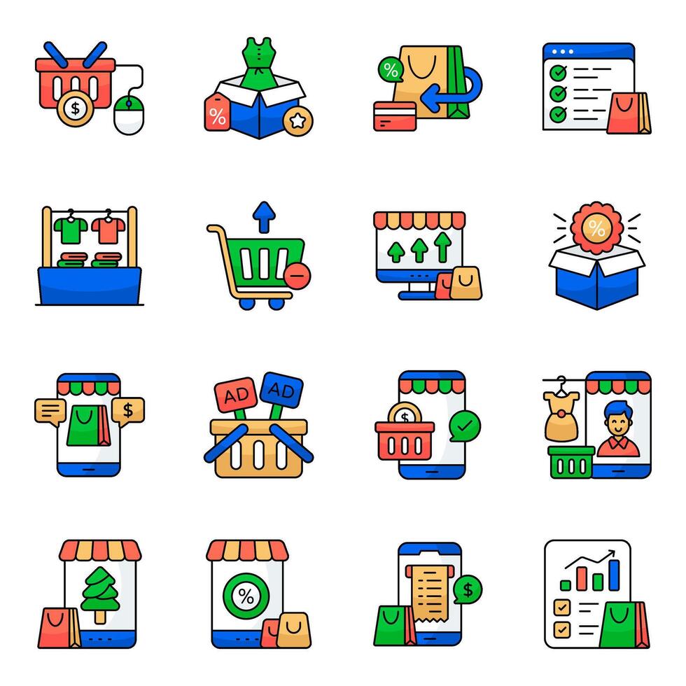 Pack of Web Shopping and list vector