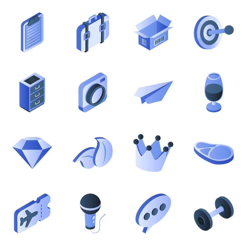 Set of Variety of Flat Isometric Icons vector