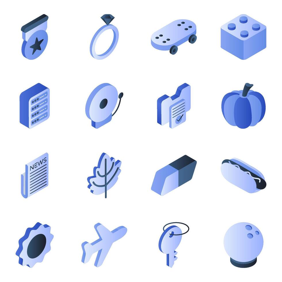 Set of Science and Education Flat Isometric Icons vector
