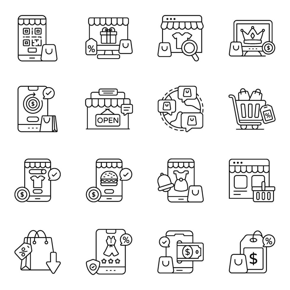 Pack of Mobile and online shopping vector