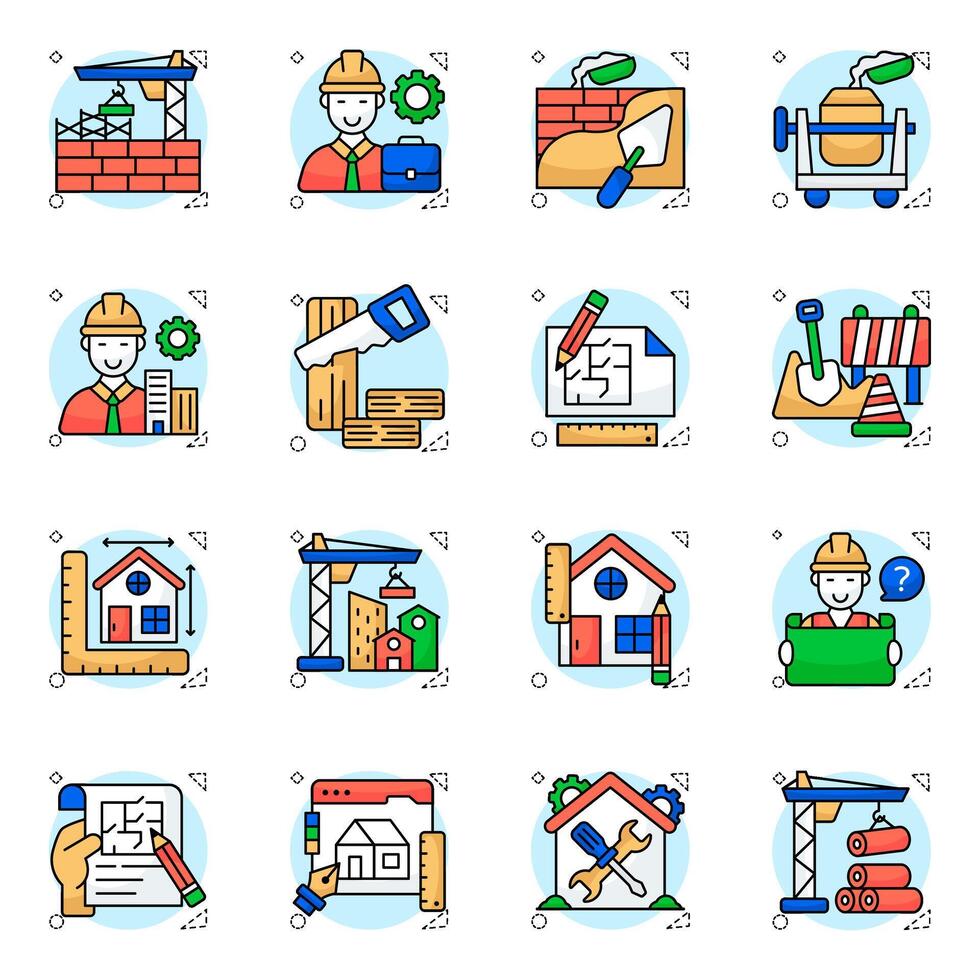 Set of Construction Flat Icons vector