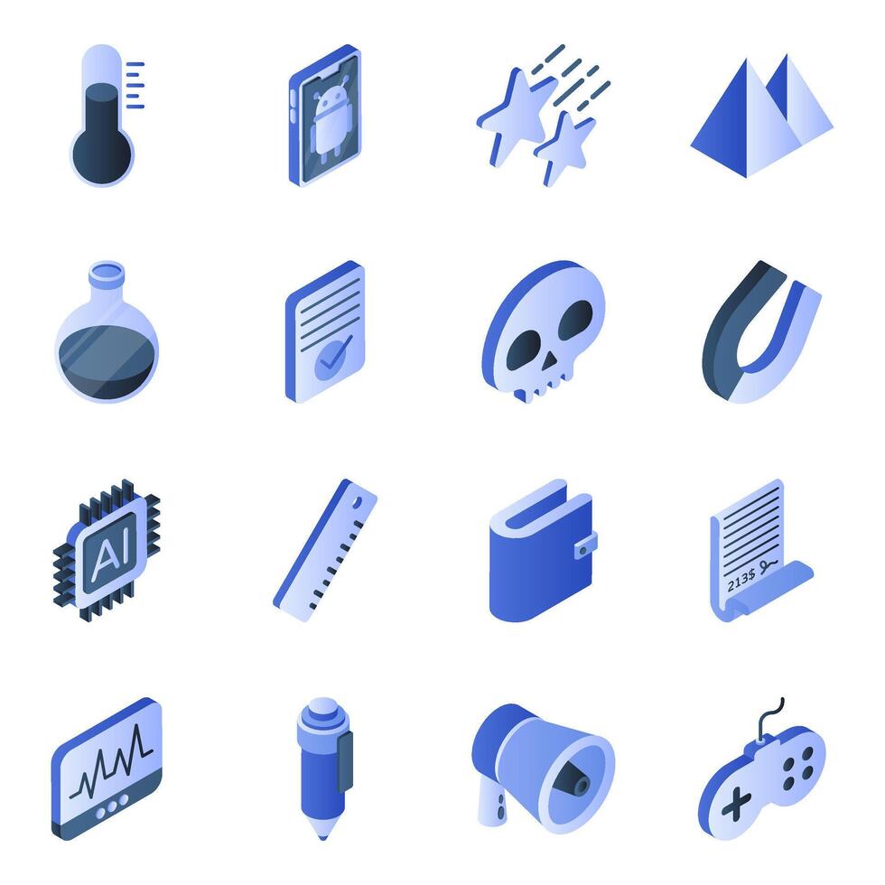 Set of Trendy Flat Isometric Icons vector