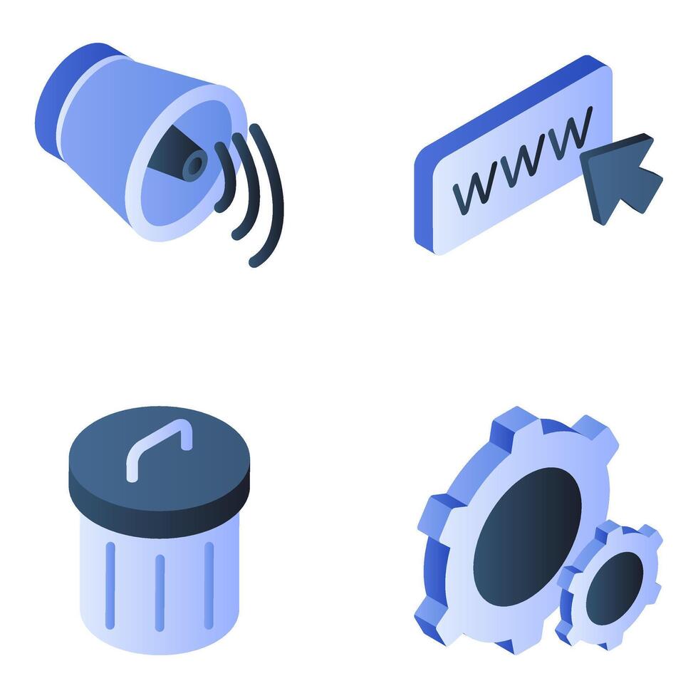 Set of Media Flat Isometric Icons vector