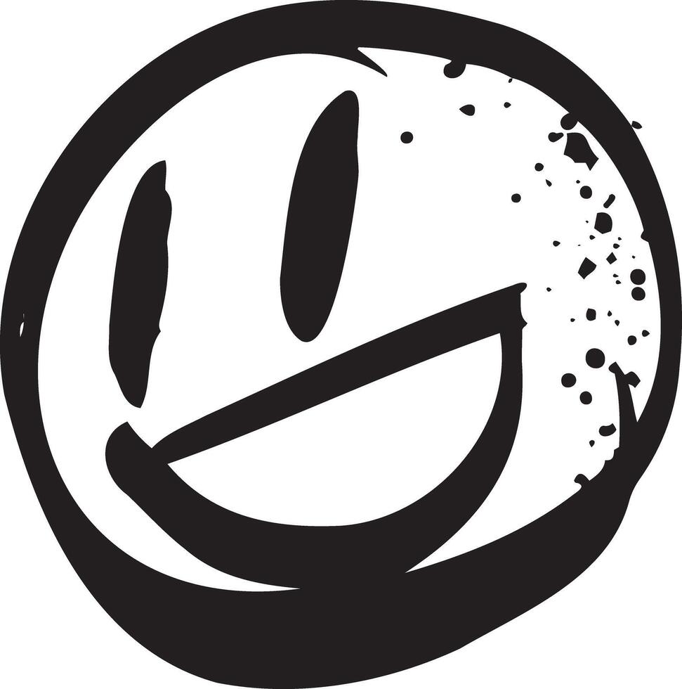 Smile graffiti spray. Airbrush sketch sticker. Black ink drop face vector