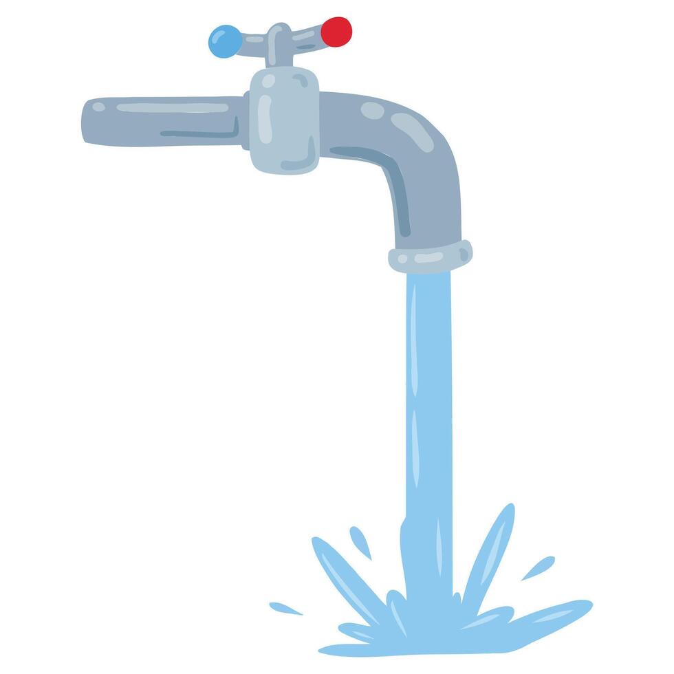 Water tap. Faucet flowing tap vector