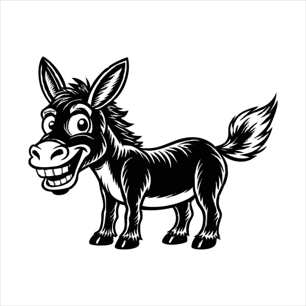 Funny donkey animal cartoon character vector