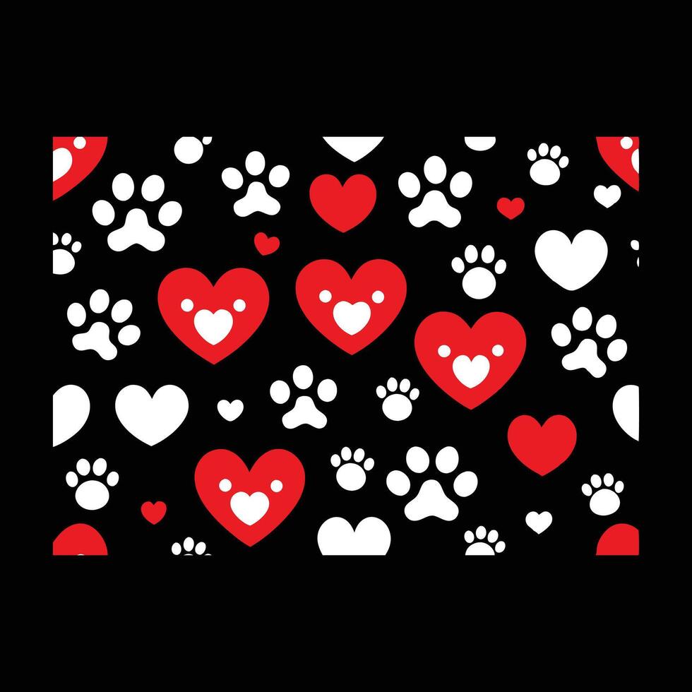 Cute Heart With Paw Prints vector