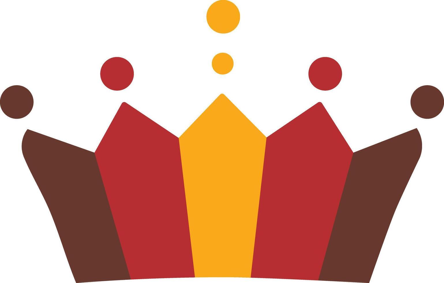 Modern geometric crown logo with red, orange, and brown tones, featuring circular elements for regal yet minimalistic design vector