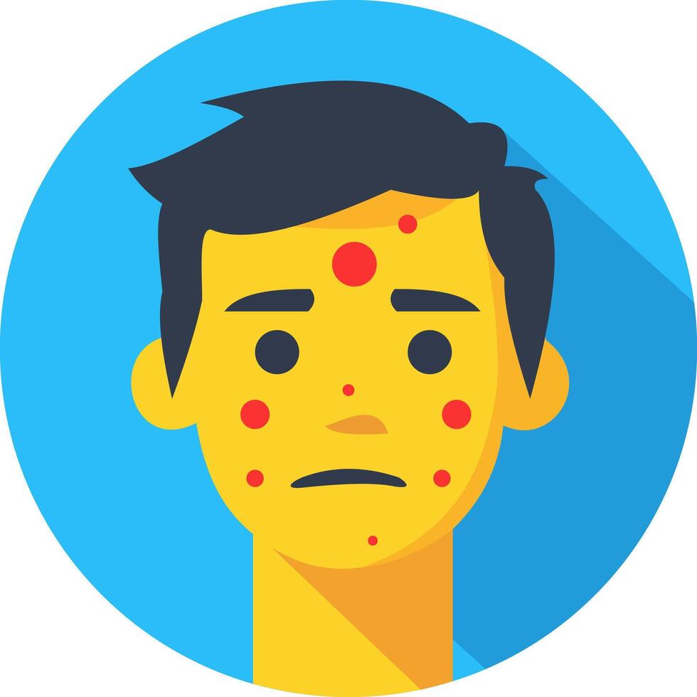 Sad young man with acne and red spots on his face, symbolizing skin problems, dermatology, health, self-esteem issues vector
