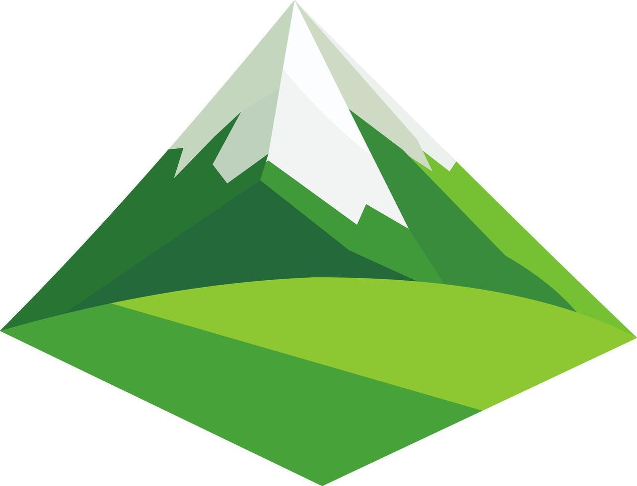 Minimalistic green mountain with sharp peaks, symbolizing adventure, hiking, beauty of untouched nature vector