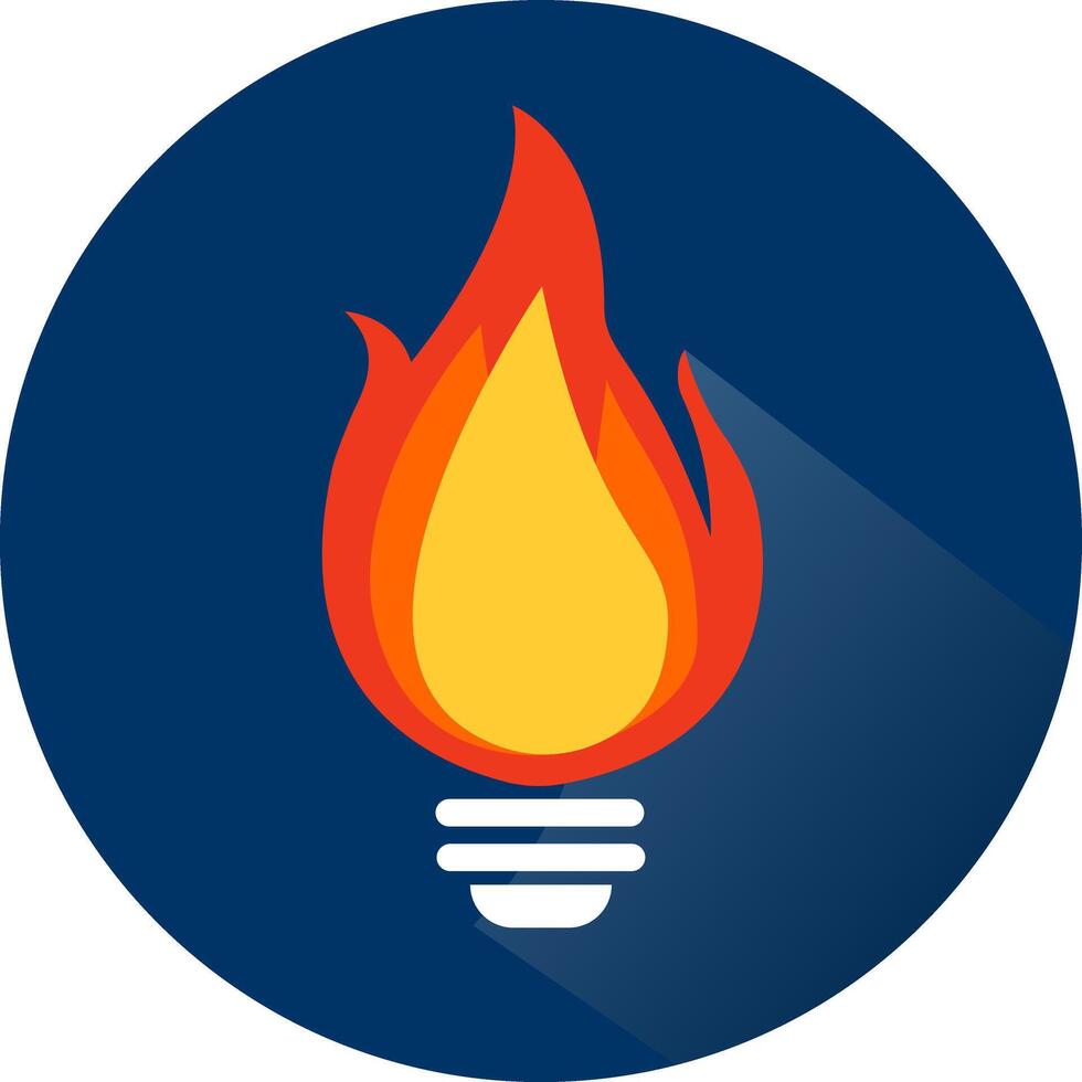 icon of light bulb with fire flames, symbolizing creative energy, innovation, power of ideas vector