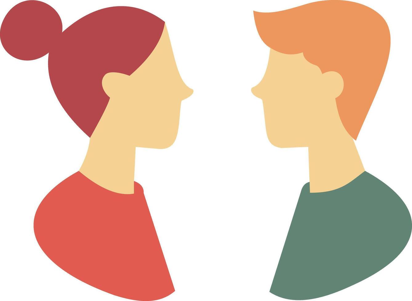 illustration of man and woman talking face to face, symbolizing communication, relationship, discussion, human connection vector