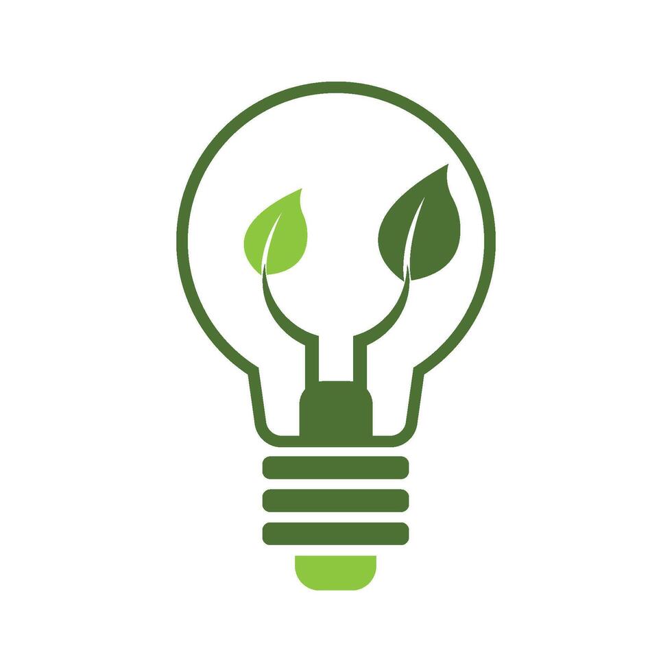 Save energy symbol. Energy icon with green leaf. vector