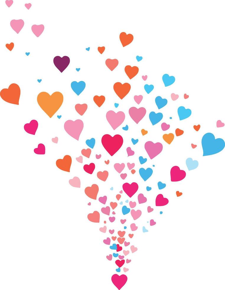 Colorful Floating Hearts For Valentine's Day Card vector