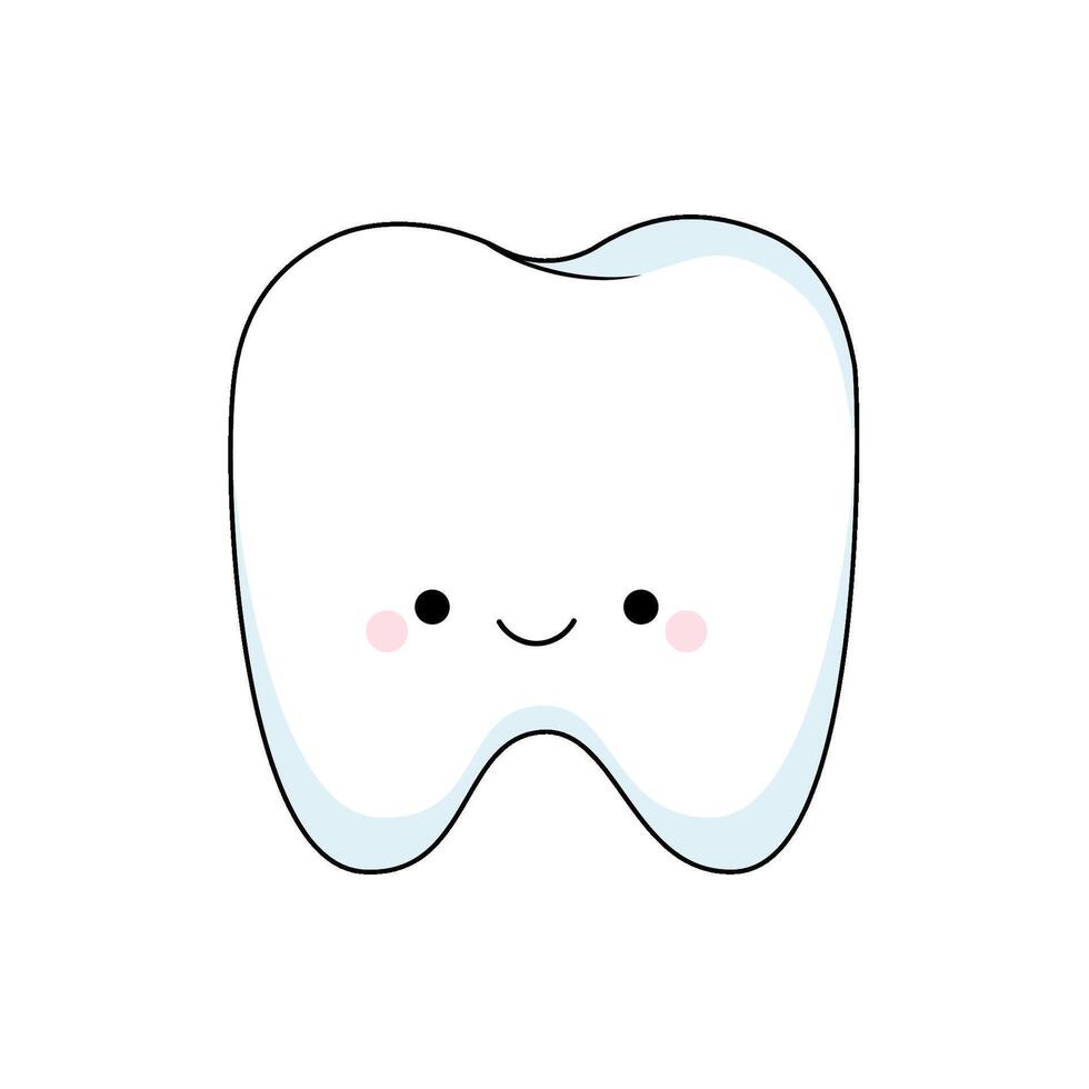 Kawaii character tooth. The concept of caring for teeth. Children's cute illustration vector