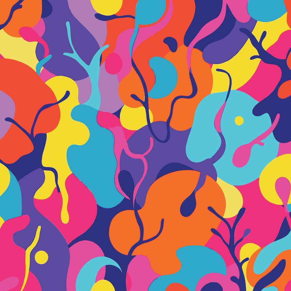 Colorful abstract background with organic shapes and lines creating a lively and dynamic composition vector
