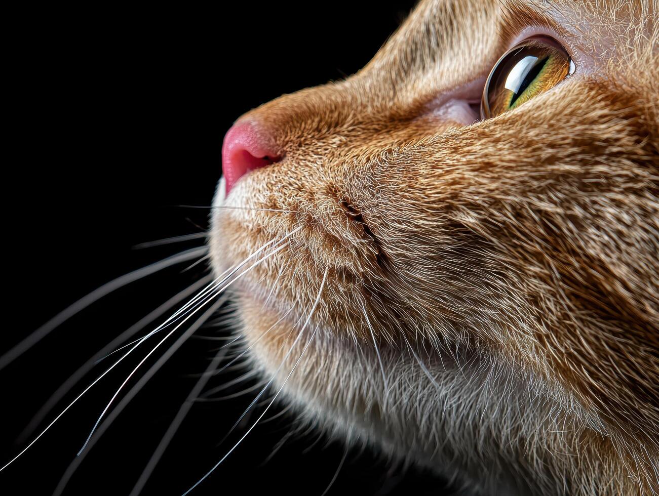 Close up of a ginger cats face, whiskers, and eye photo
