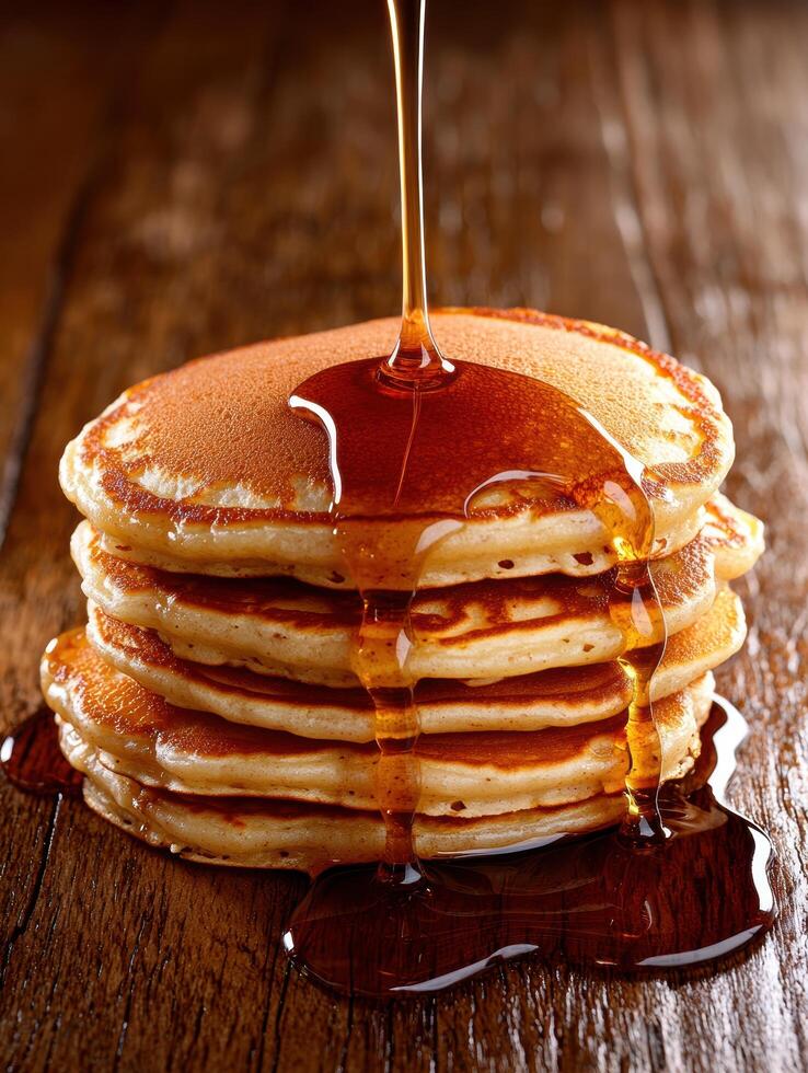 Delicious pancakes with syrup. photo