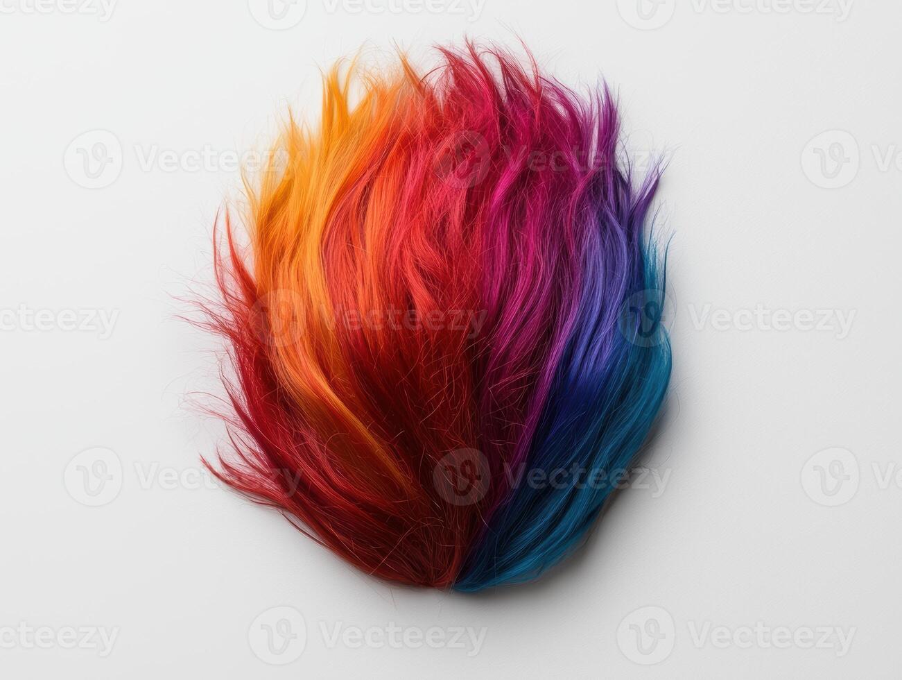 Multicolored hair extensions on white background photo