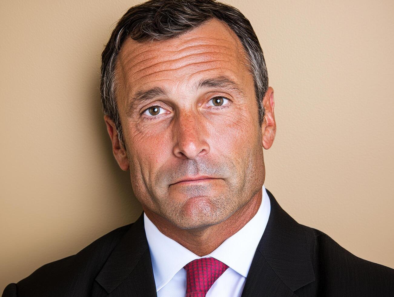 A portrait of a serious businessman in a suit photo