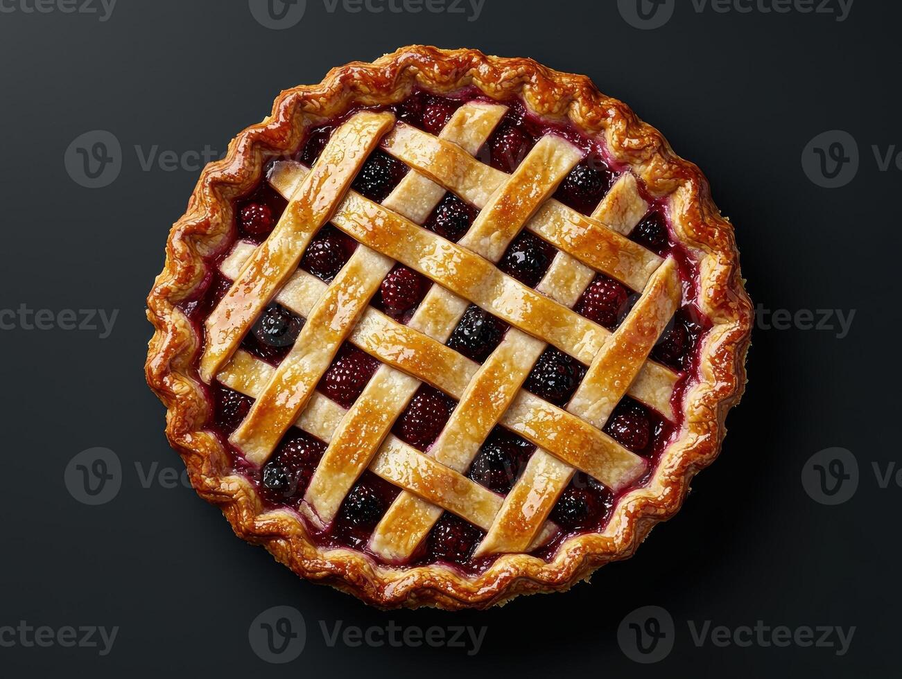 Overhead view of a delicious berry pie with a lattice crust photo