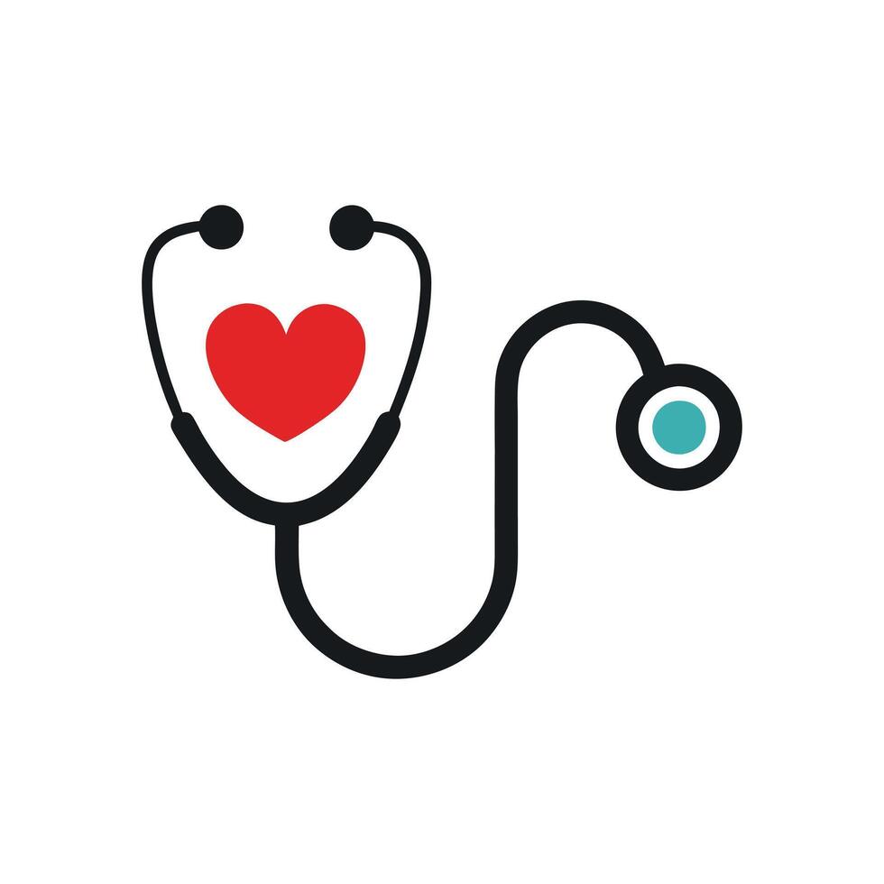 Stethoscope Illustration Design Graphic with Heart Symbol on White Background vector