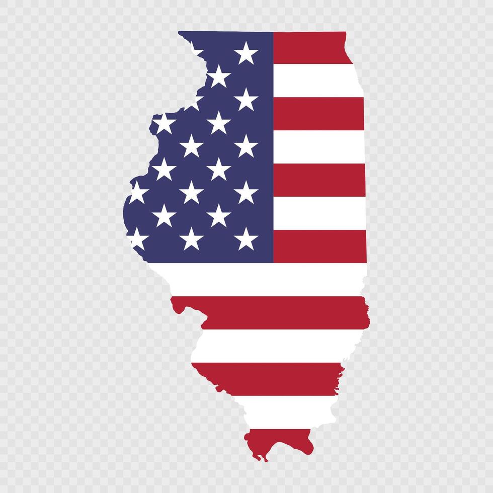 Illinois state map with American national flag. vector