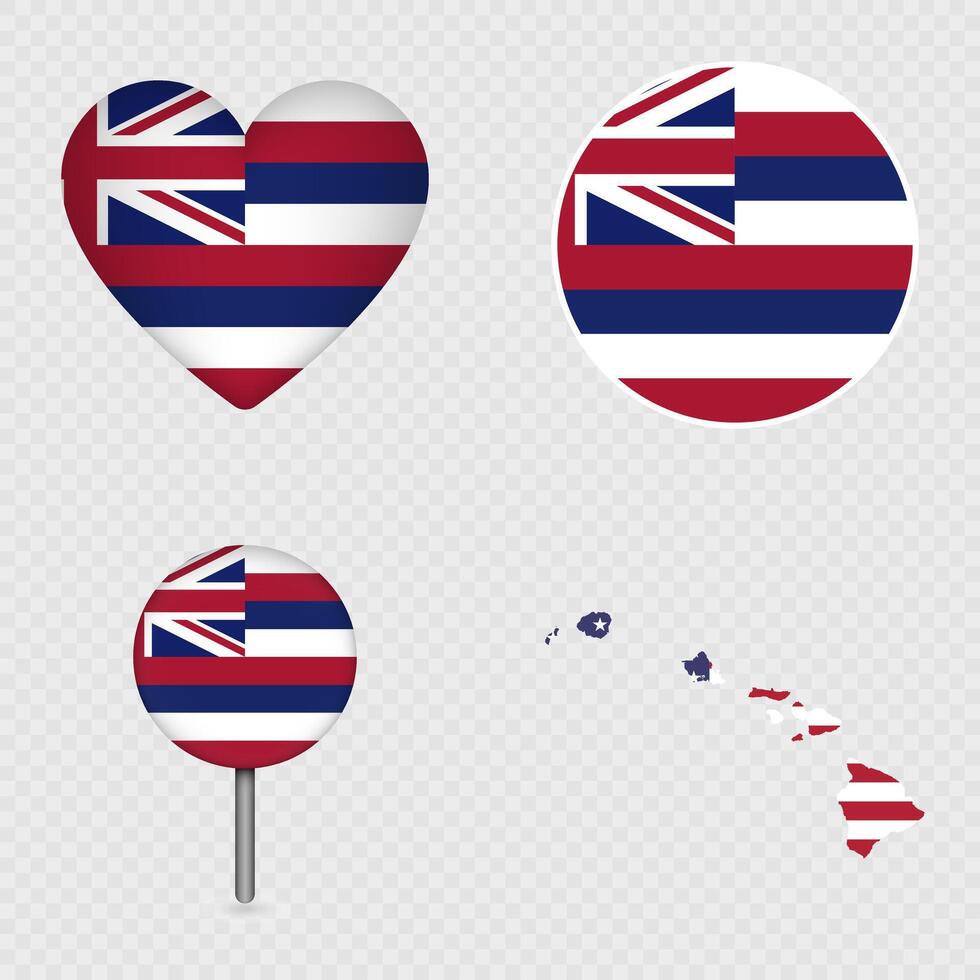 Hawaii State Flag Icons Pack. illustration. vector
