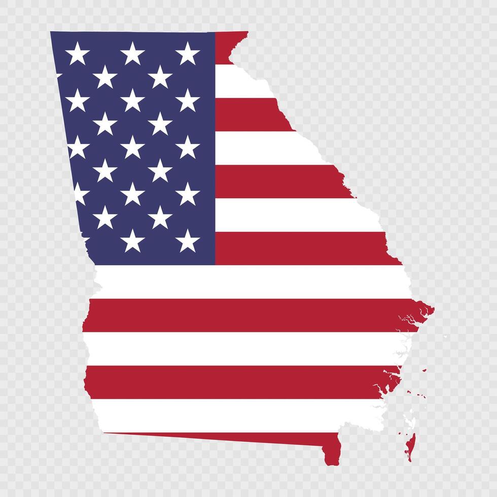 Georgia state map with American national flag. vector