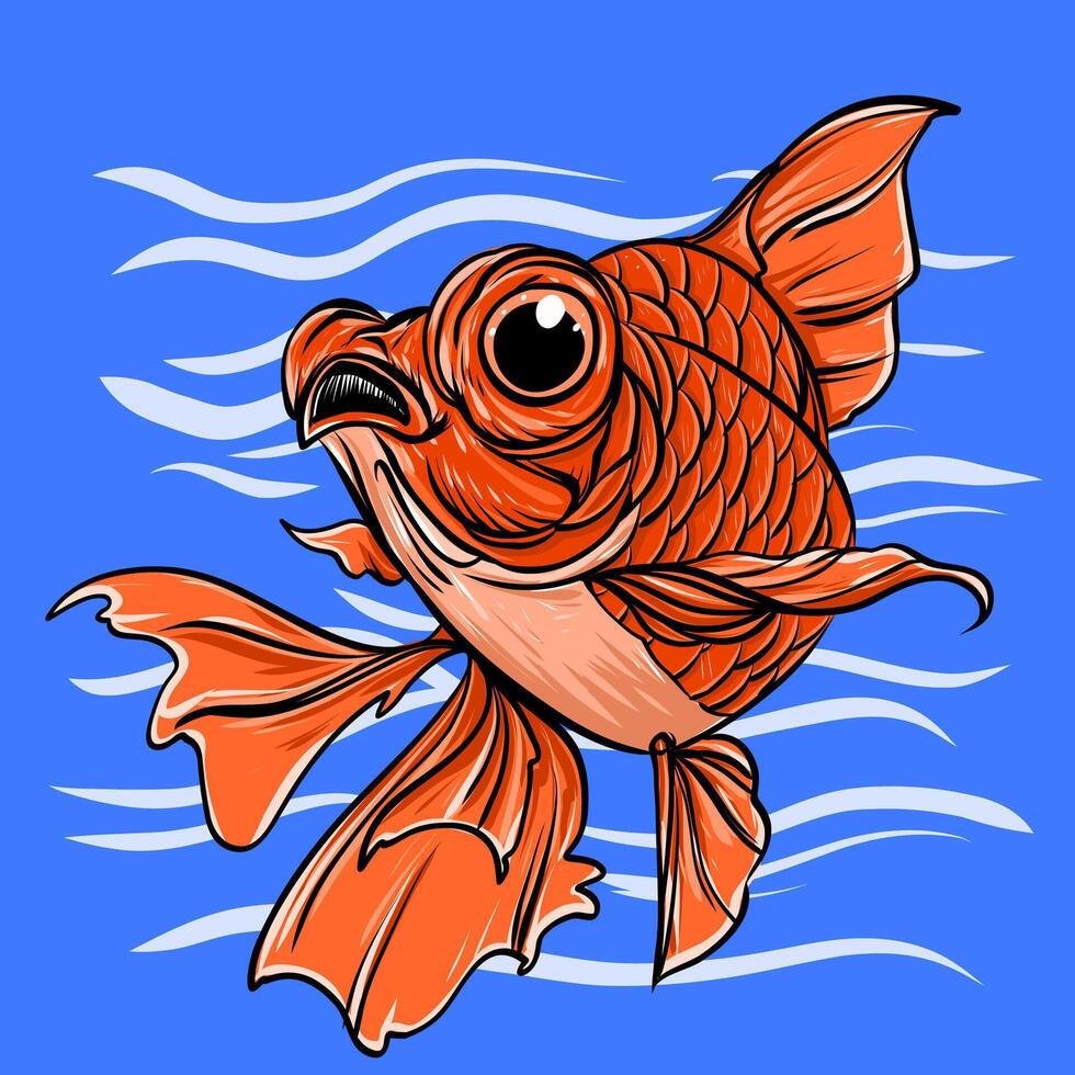 koi fish art illustration with beautiful shape in orange color vector