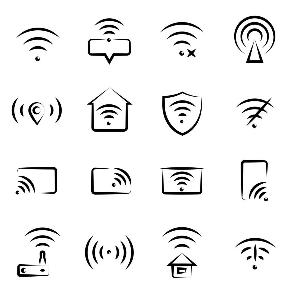 Internet router icon set. Wifi symbols in trendy flat style isolated. vector