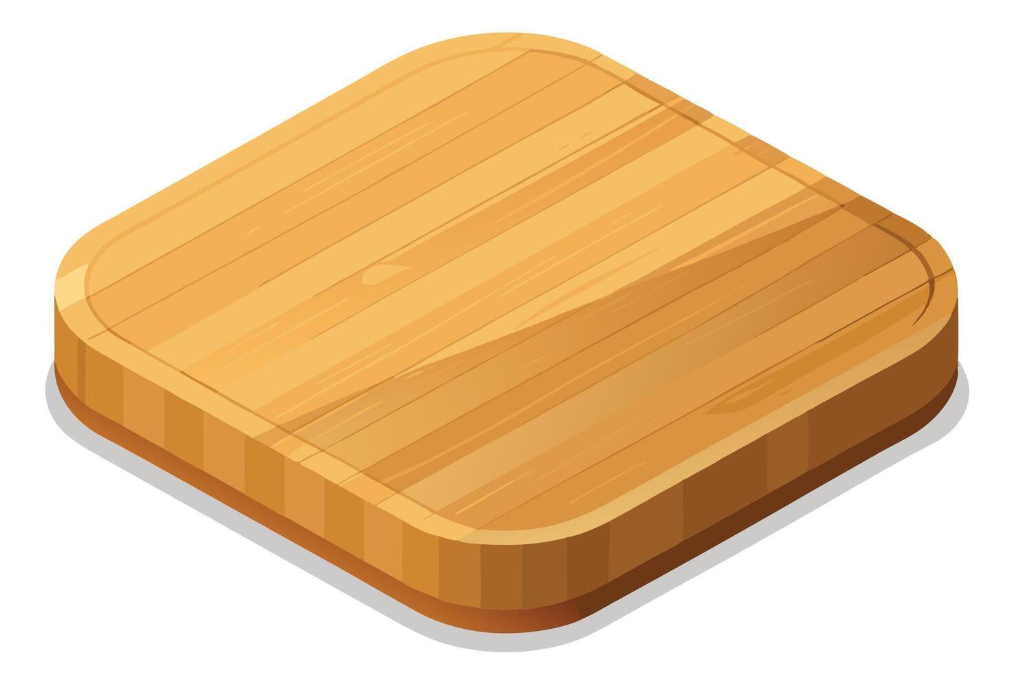 Isometric illustration of a light brown wooden cutting board. vector