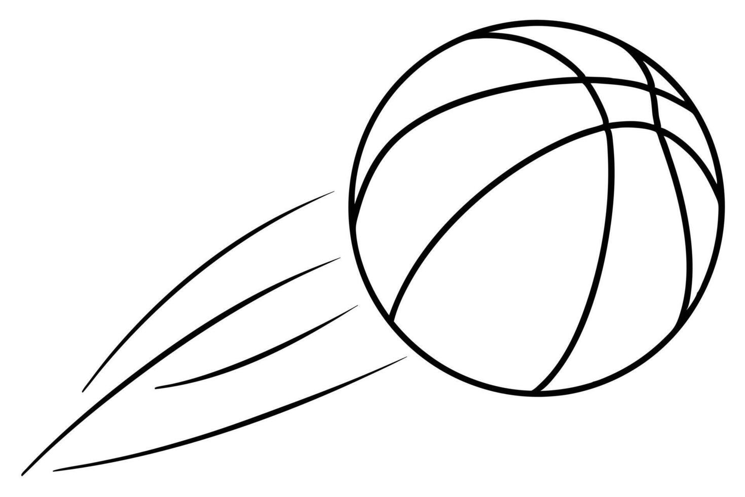 Black and white illustration of a basketball in motion. vector