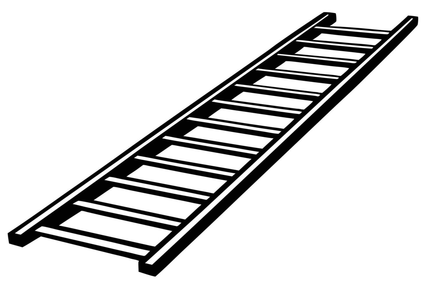 Simple Black and White Illustration of a Long Ladder vector